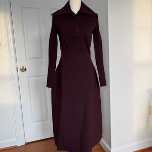 Tory Burch Knit Polo Sweater Dress in Oxblood Burgundy - Size M